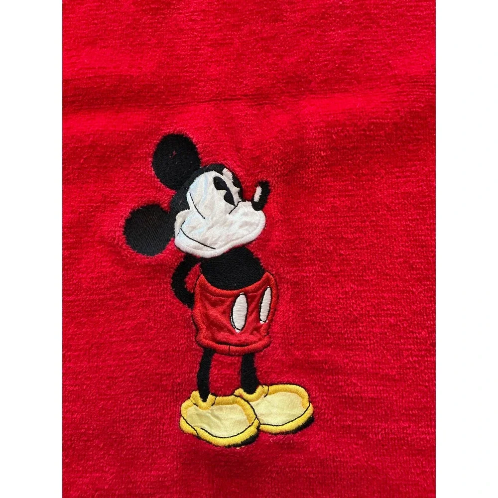 Vintage Mickey Mouse Red Bath Towel Set 9 Piece Disney Embroidered Cotton Terry